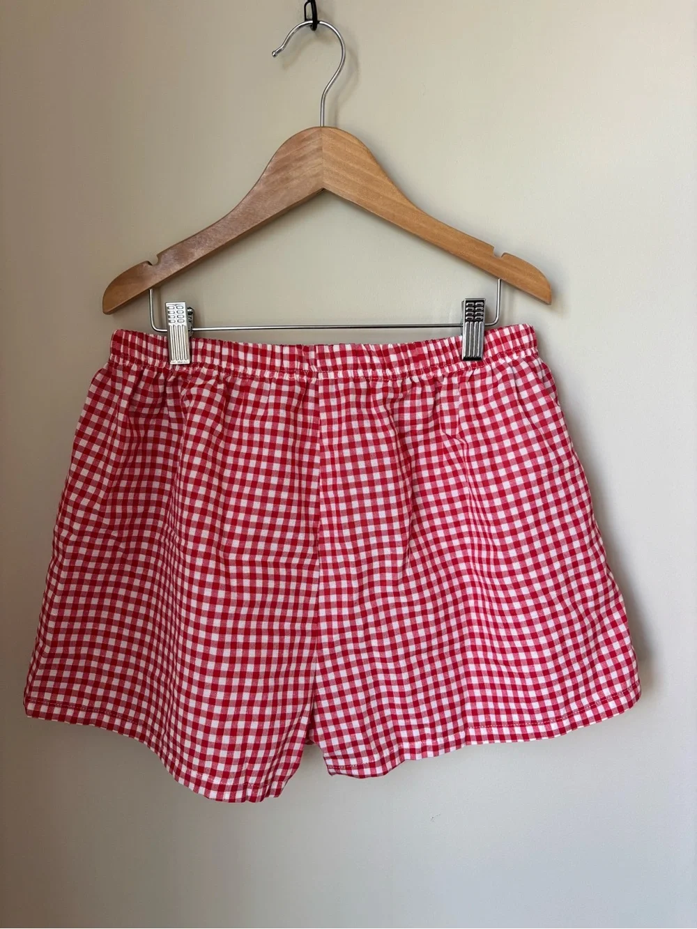 Red Gingham Women’s Elastic Waist Shorts